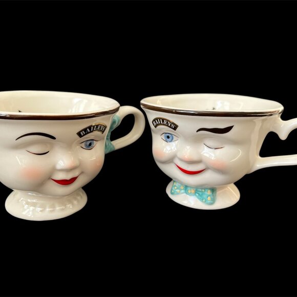 LOT OF 2 BAILEYS VINTAGE WINKING CUPS, MALE FEMALE LIMITED EDITION COLLECTIBLE - Picture 2 of 8